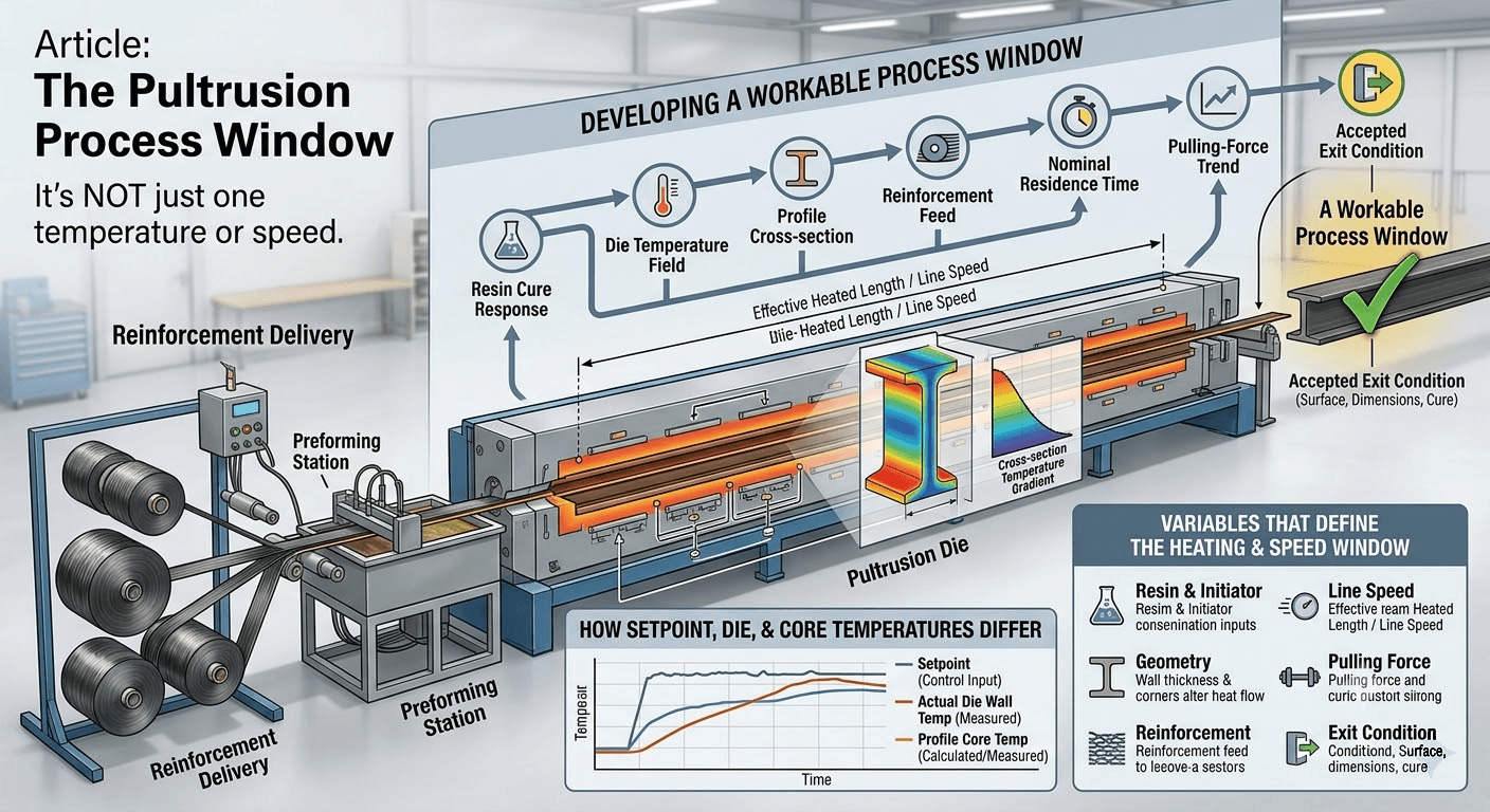 Pultrusion Die Heating: How Temperature and Line Speed Work Together