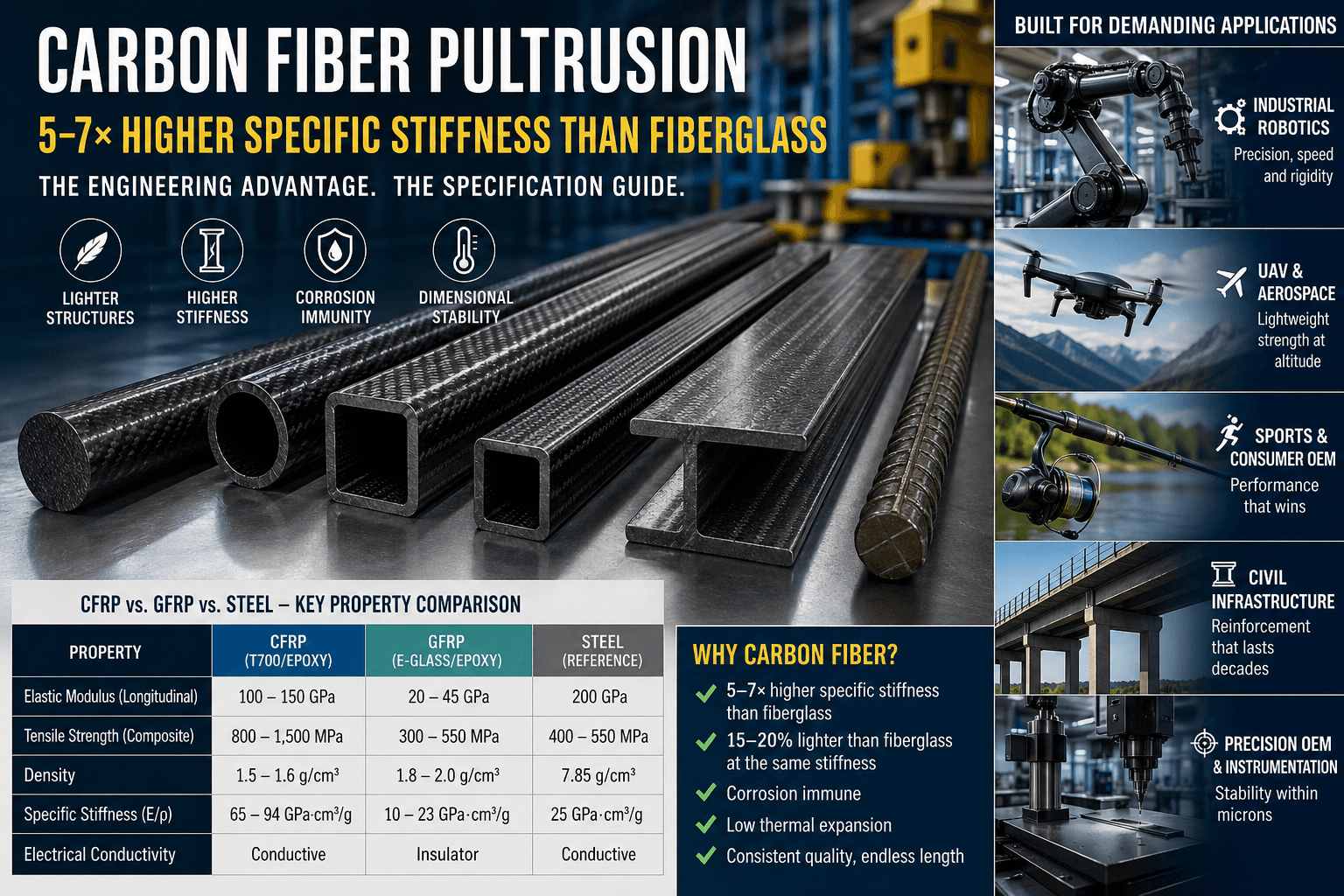 Carbon Fiber Pultrusion: Process, Products & Applications