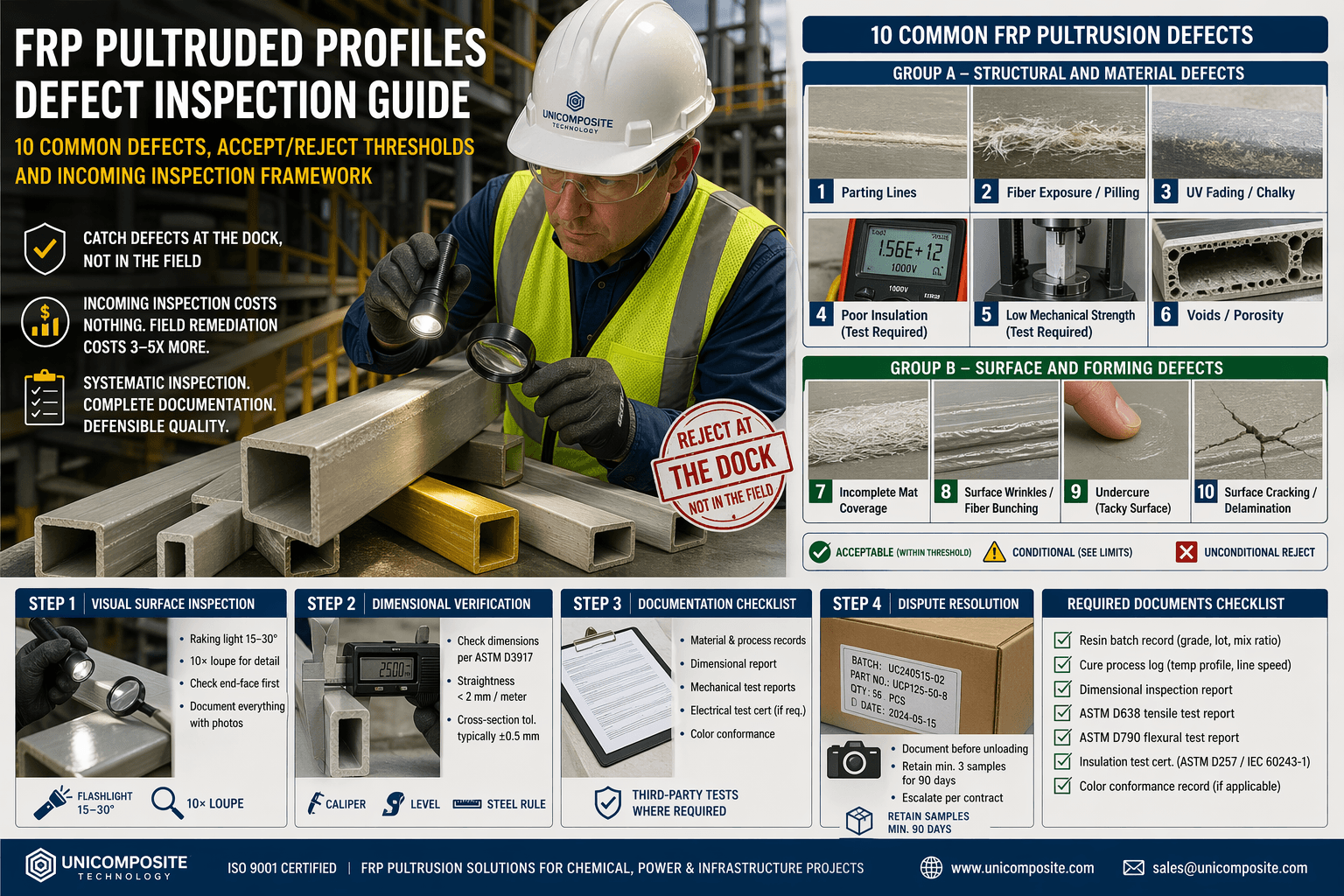 FRP Profile Defects: How to Inspect & Reject at Acceptance