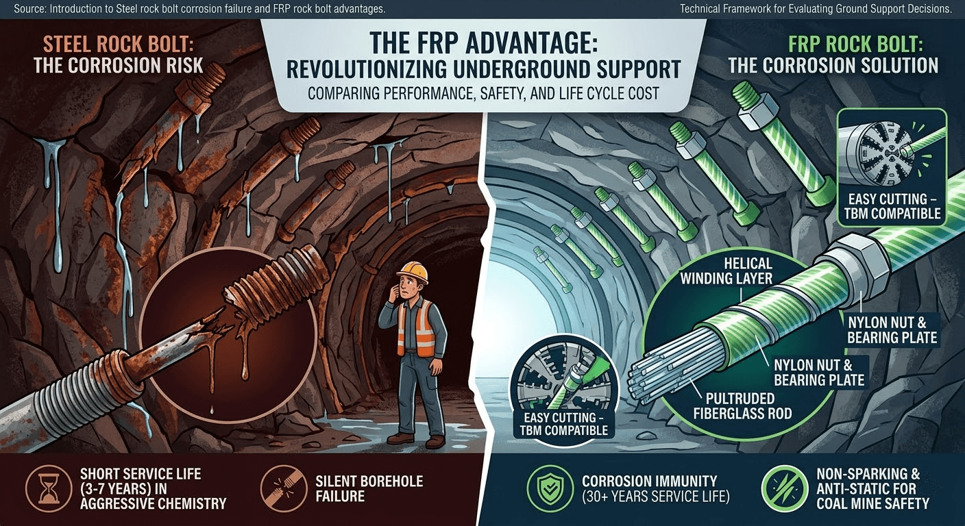 FRP Rock Bolts for Mining & Tunneling
