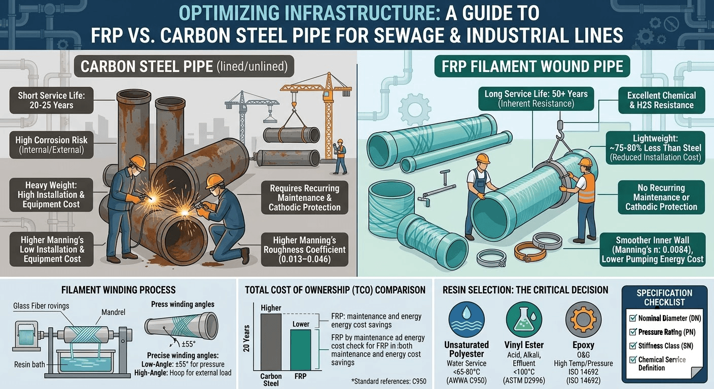 FRP Filament Wound Pipe: Specs, Applications & Advantages