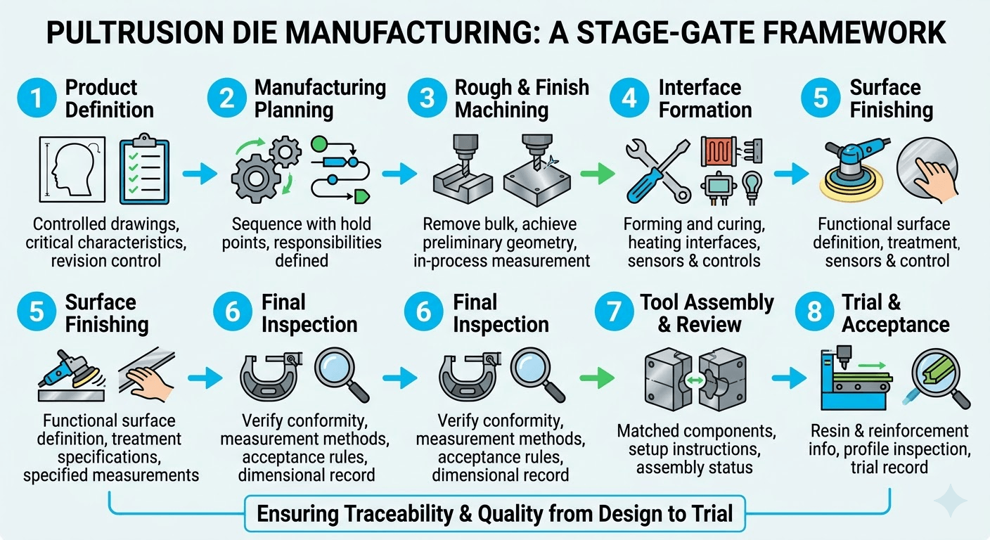 pultrusion die manufacturing a stage gate framework Pultrusion Die Manufacturing: From Machining to Final Inspection