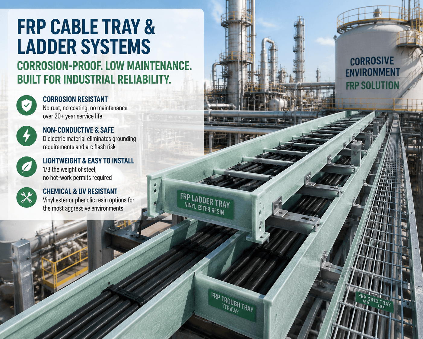 FRP Cable Tray and Ladder Systems: Engineering Guide & Specifications