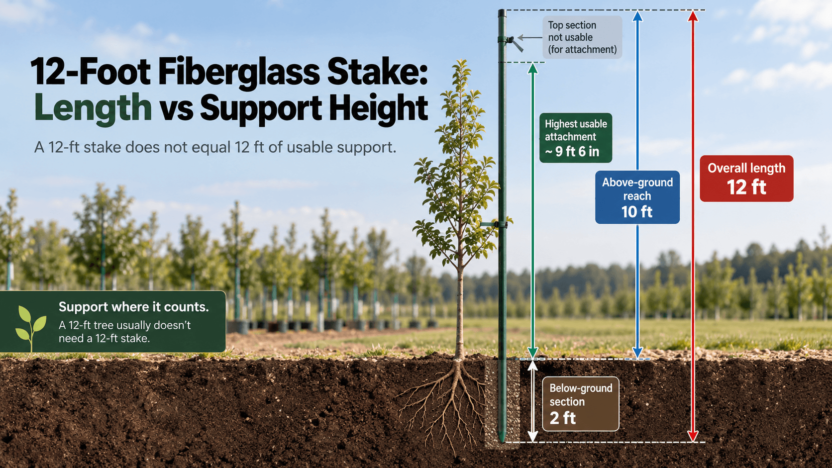12-Foot Fiberglass Stakes: Length, Support Height and Fit