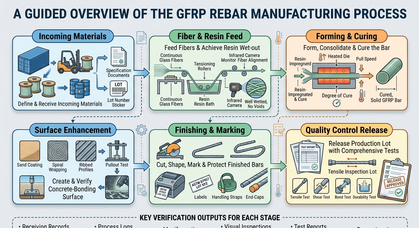 a guided overview of the gfrp rebar manufacturing process Fiberglass Rebar Manufacturing Process: From Materials to Quality Control