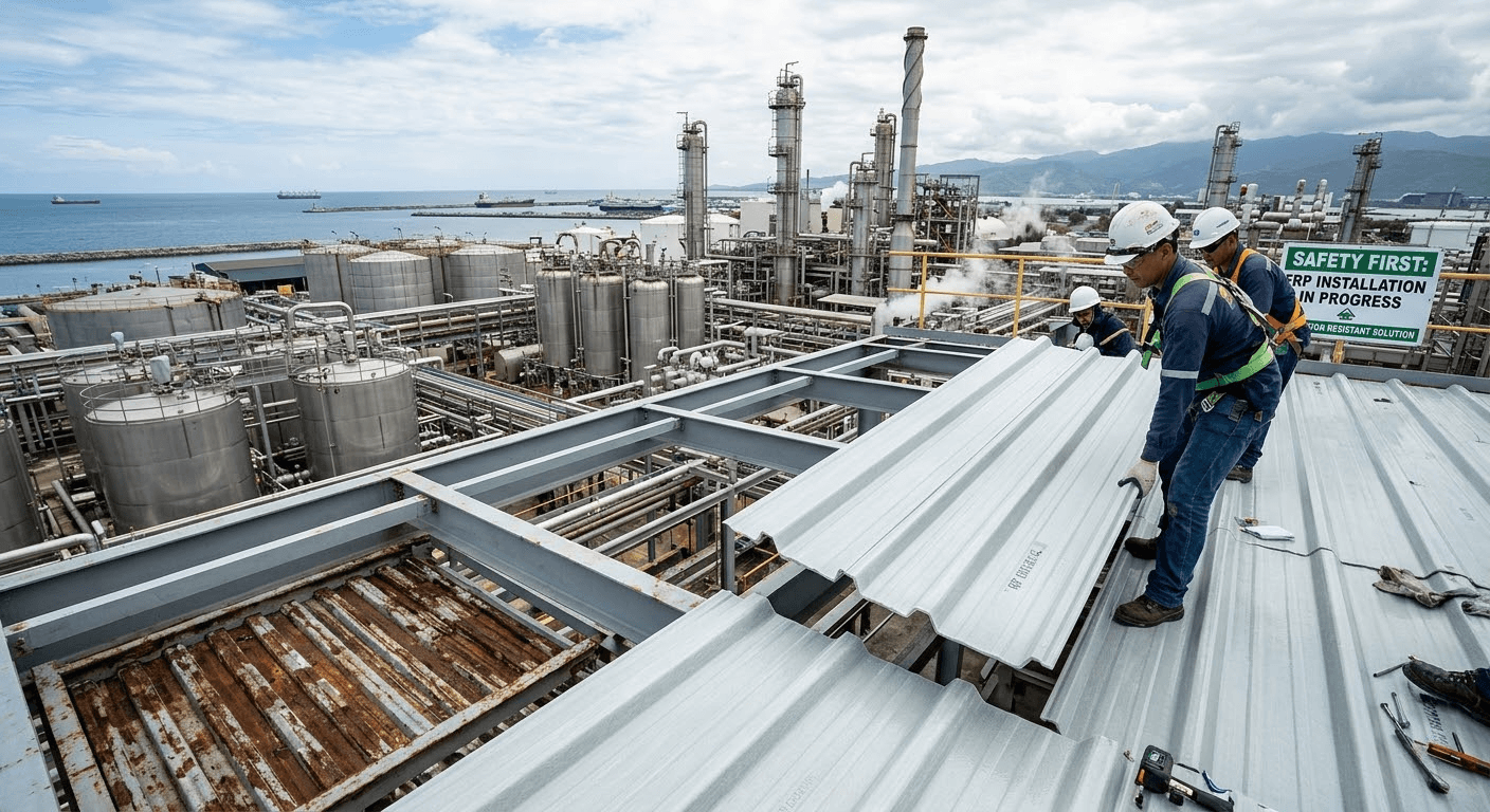 frp roof deck Structural Fiberglass Roof Decking for Industrial Roofs