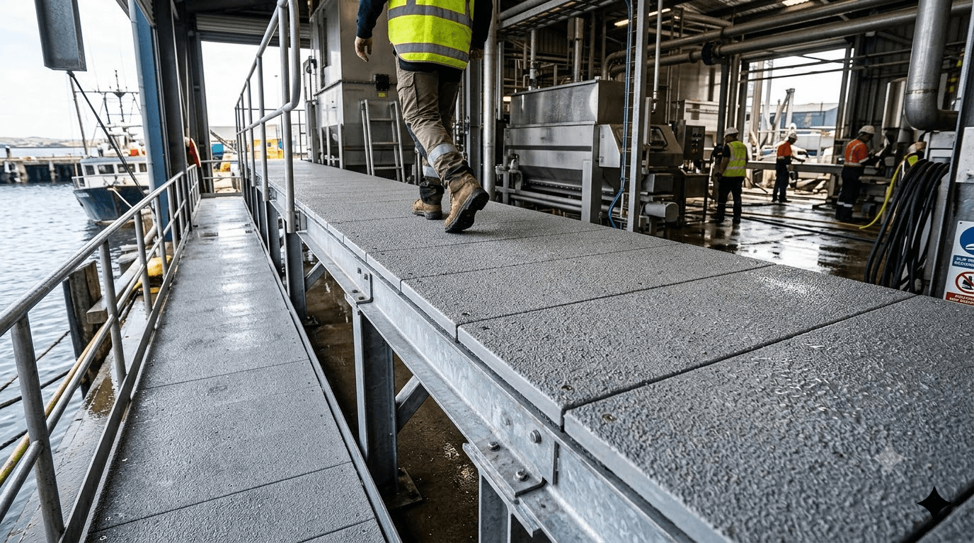 Non Skid Fiberglass Decks for Industrial Safety