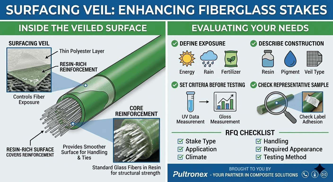 Polyester Veil on Fiberglass Stakes: What It Does and What to Verify
