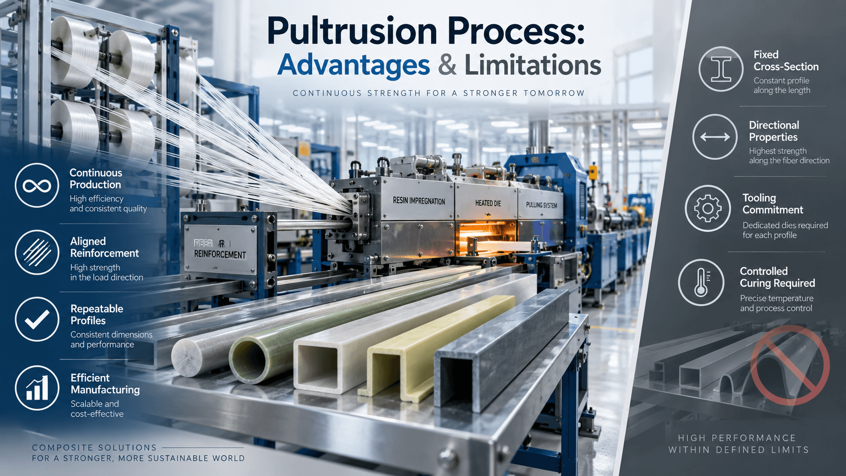 pultrusion process advantages limitations FRP Pultrusion Process: Advantages and Disadvantages