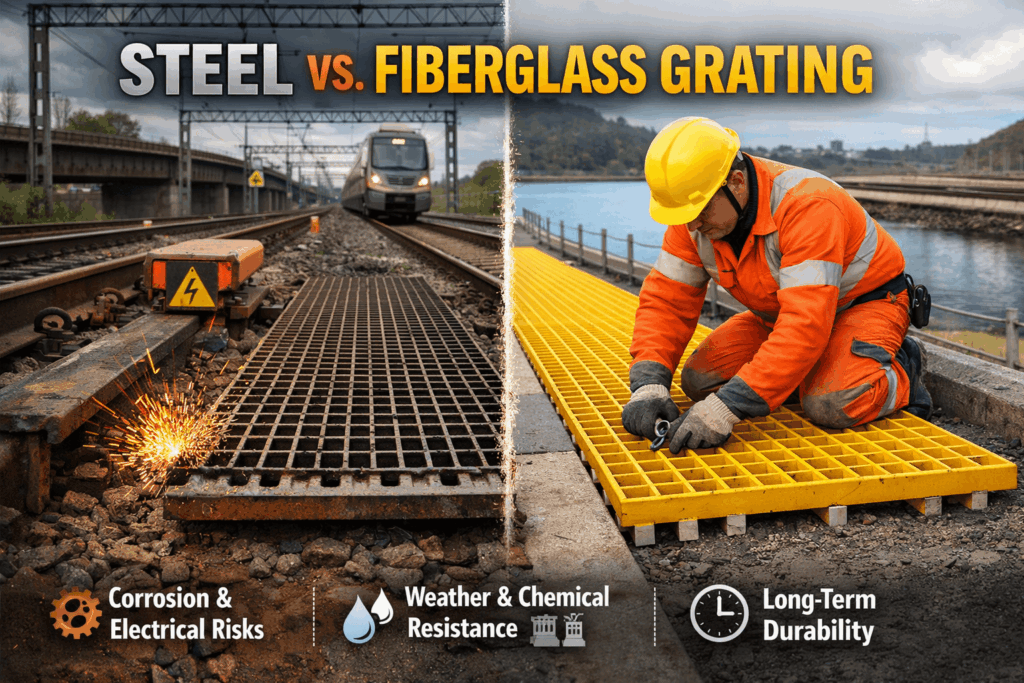 Grated R Train Fiberglass Grating for Railway: Safety & Performance | Unicomposite