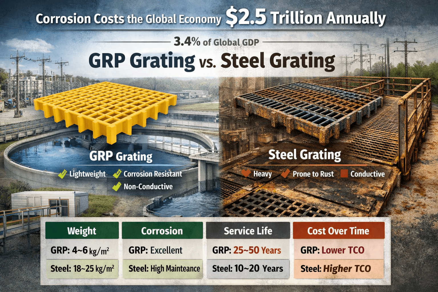 GRP Grating Cover vs. Steel Grating: Which Wins for Utilities?