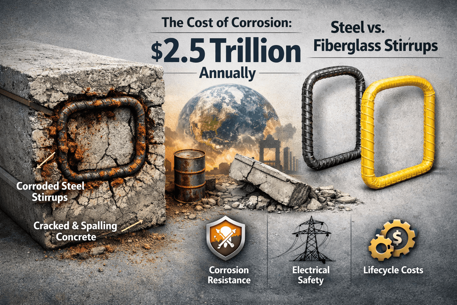 Fiberglass vs Steel Rebar Rings for a Concrete Beam