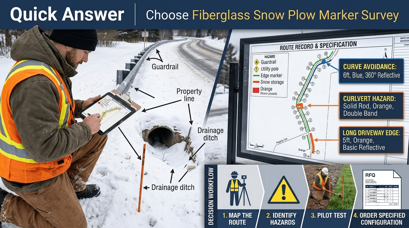 choose fiberglass snow plow marker survey How Contractors Select Fiberglass Snow Plow Markers
