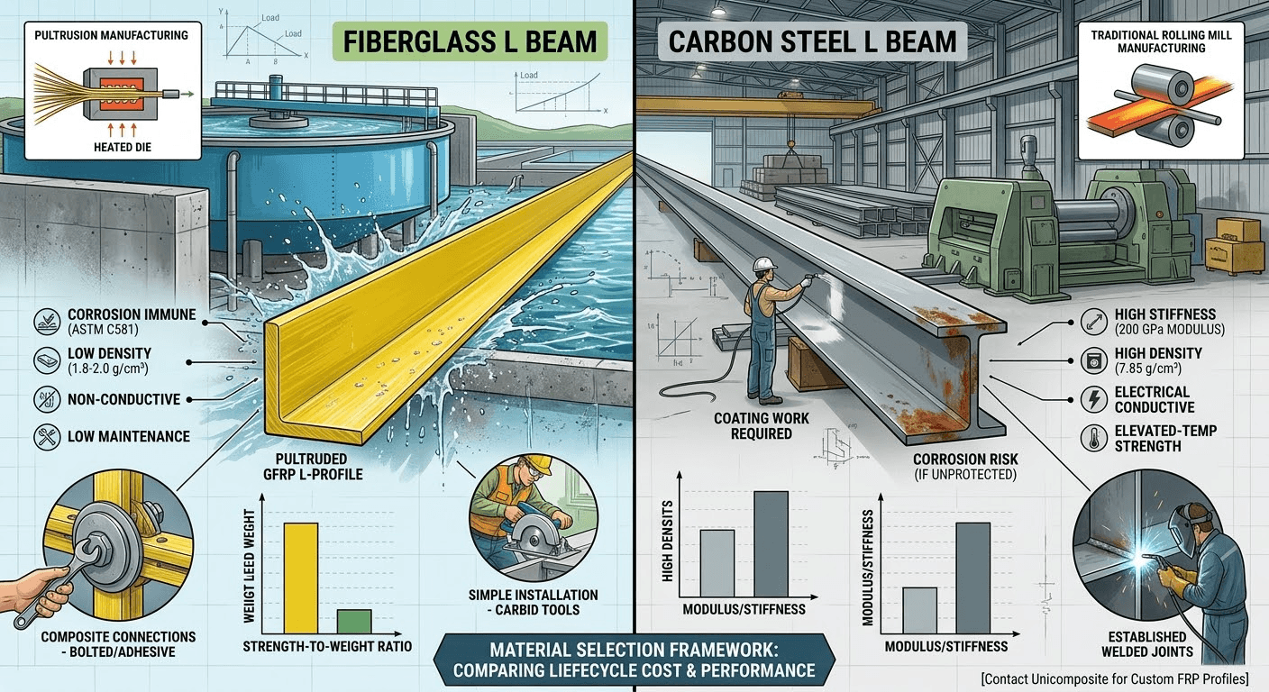 fiberglass l beam Fiberglass L Beam vs Steel: Which Performs Better?