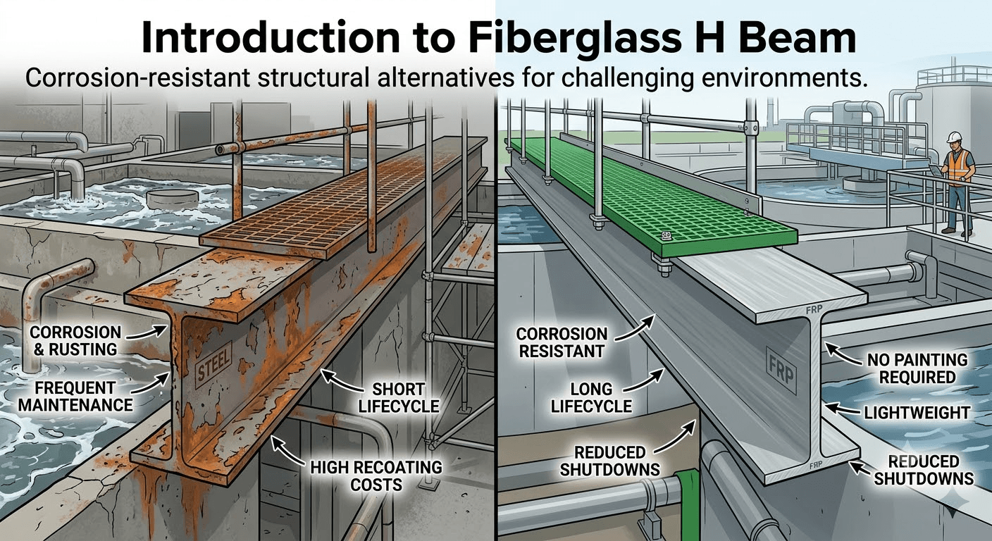 introduction to fiberglass h beam Fiberglass H Beam Cuts Corrosion and Maintenance Costs