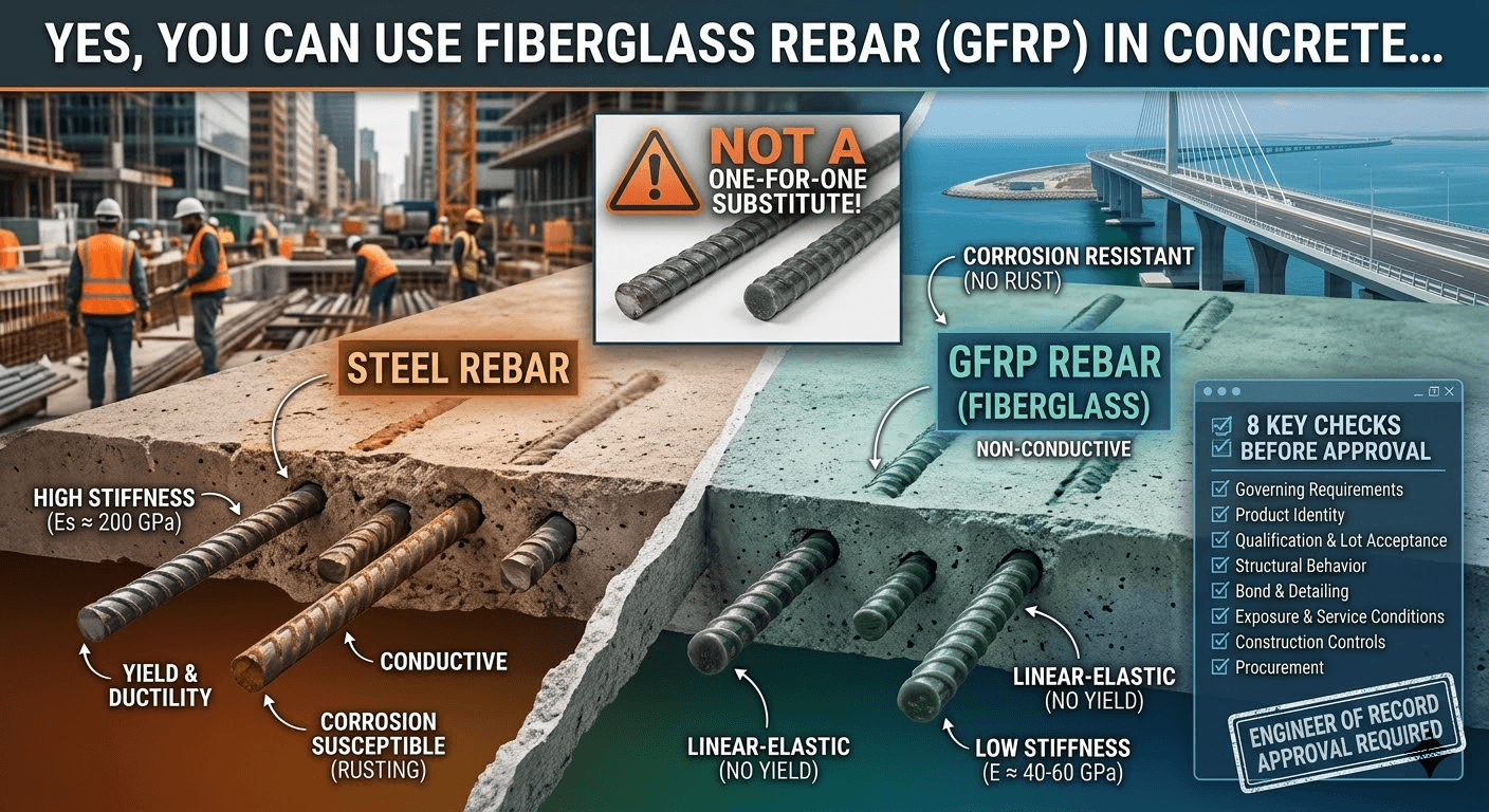 you can use fiberglass rebar gfrp in concrete Can You Use Fiberglass Rebar in Concrete?