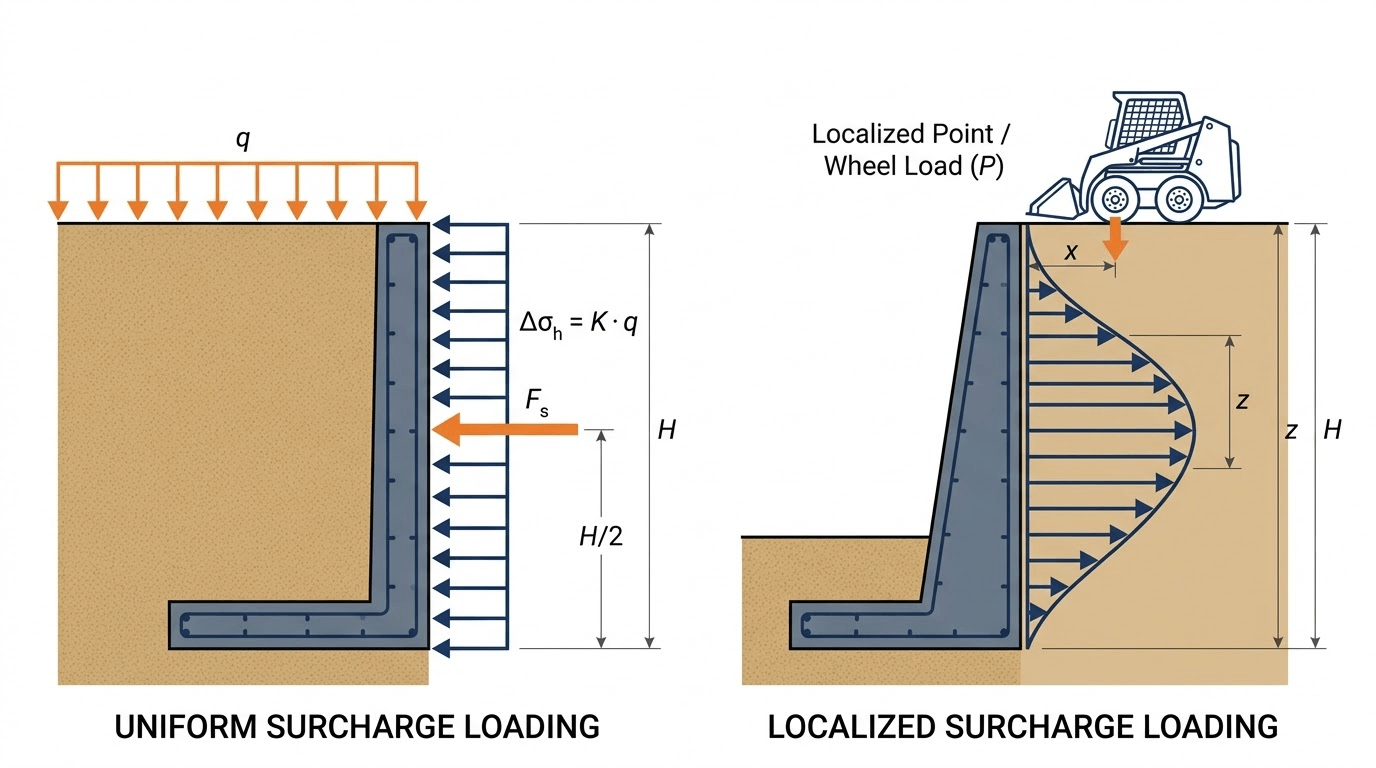 retaining wall surcharge 2 Retaining Wall Surcharge: Loads, Pressure, and Design Assumptions